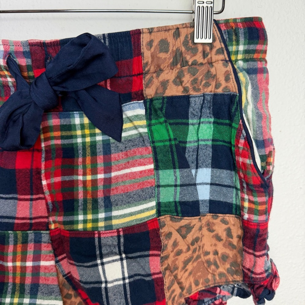 Aerie Leopard Patchwork Flannel Ruffle Boxer Pajama Shorts Women’s Large - Picture 2 of 4